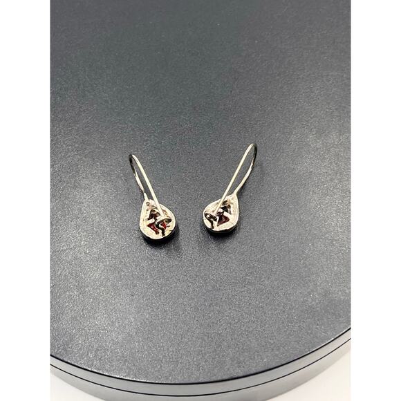 CW Charles Winston Teardrop Garnet and Sterling Silver Drop Earrings - Picture 4 of 9